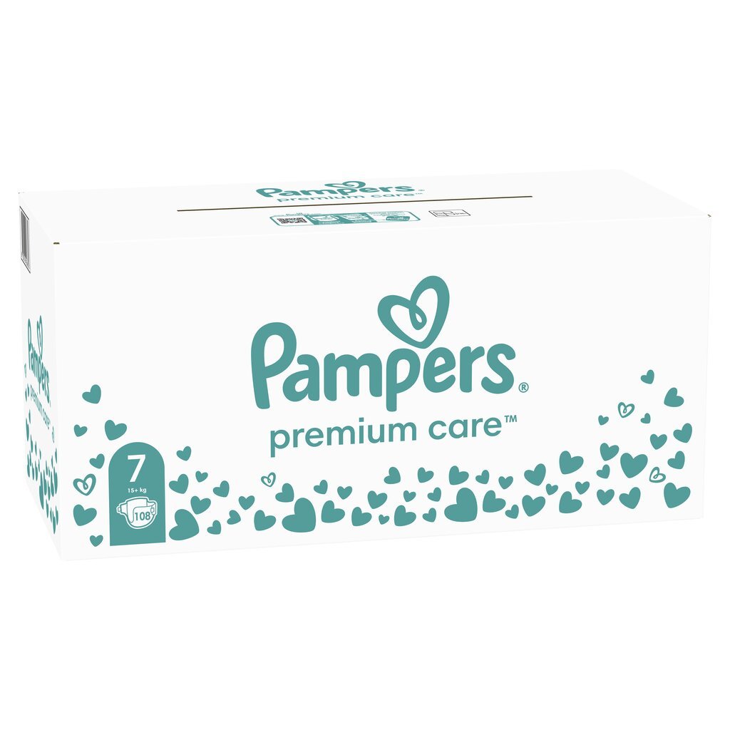 Ühekordsed mähkmed Pampers Premium Care 7 (15+ kg), 108 tk hind ja info | Mähkmed, riidest mähkmed | hansapost.ee