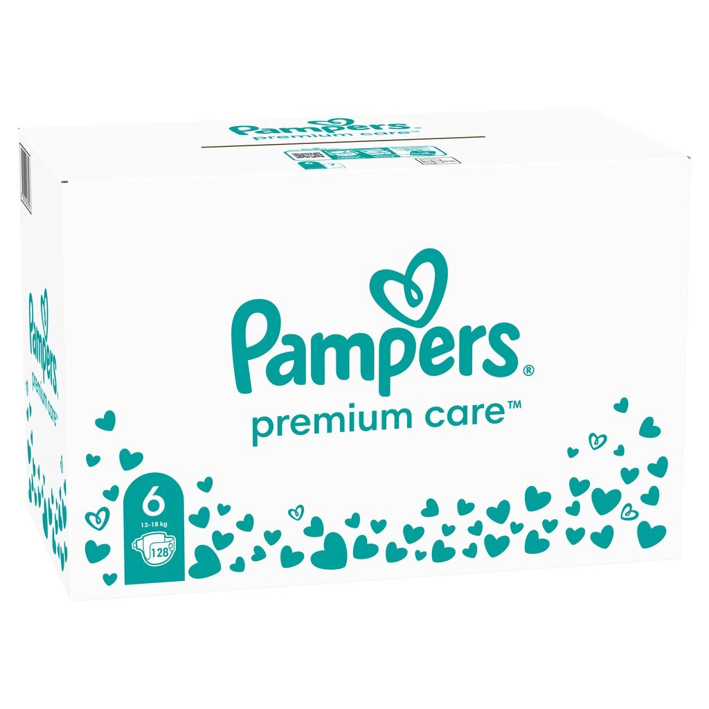 Pampers Premium Care Teipmähkmed, Suurus 6, 128 Mähet, 13-18 kg цена и информация | Mähkmed, riidest mähkmed | hansapost.ee