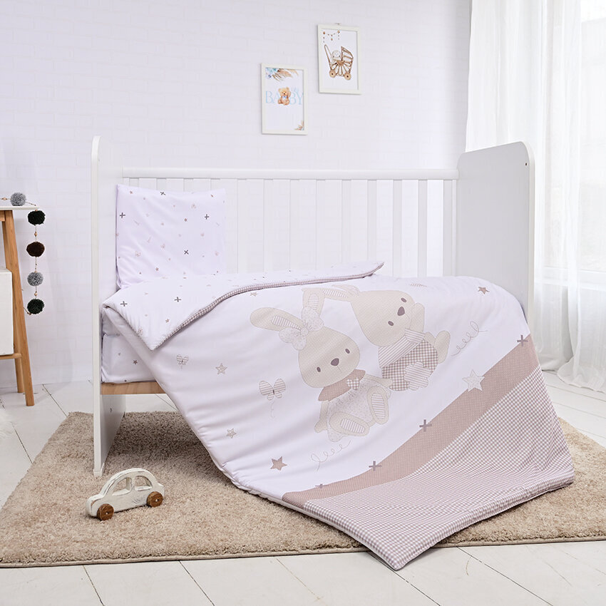 Voodipesukomplekt beebile Lorelli Honey Bunny Beige, 95x140 cm, 3-osaline цена и информация | Laste voodipesu | hansapost.ee