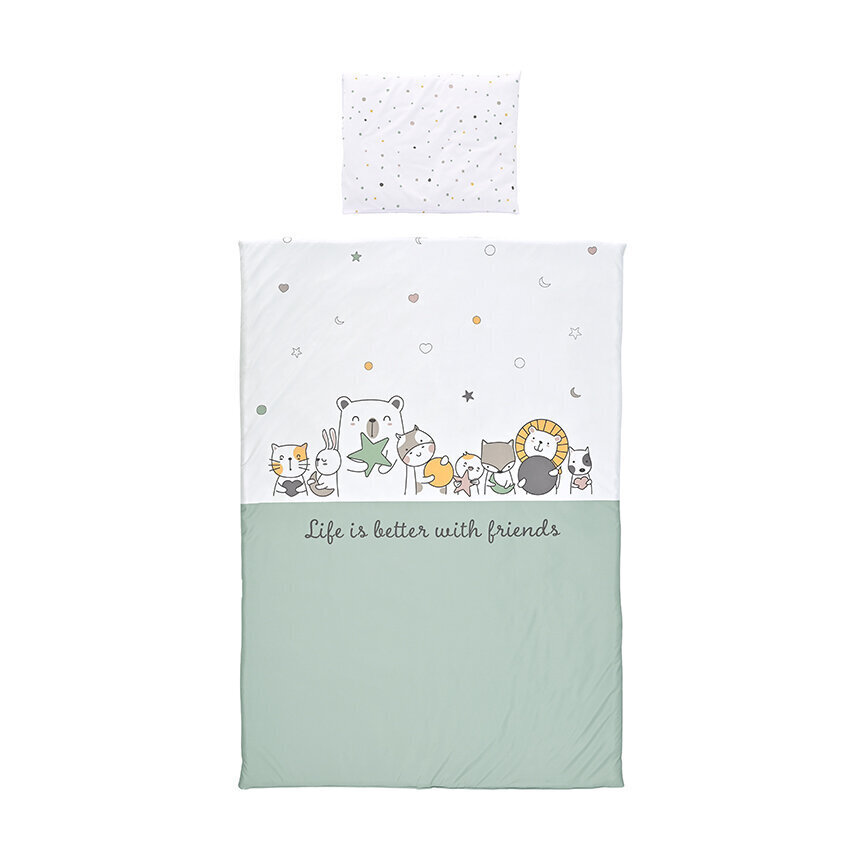 Voodipesukomplekt beebile Lorelli Happy Friends Mint, 95x140 cm, 3-osaline hind ja info | Laste voodipesu | hansapost.ee