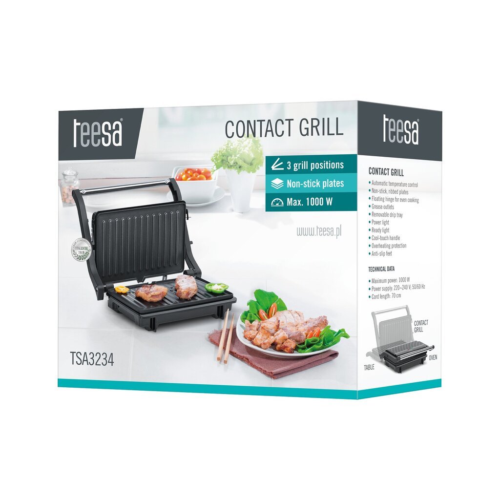 teesa paninigrill, röster, toaster, 1000 w hind ja info | Grillid | hansapost.ee