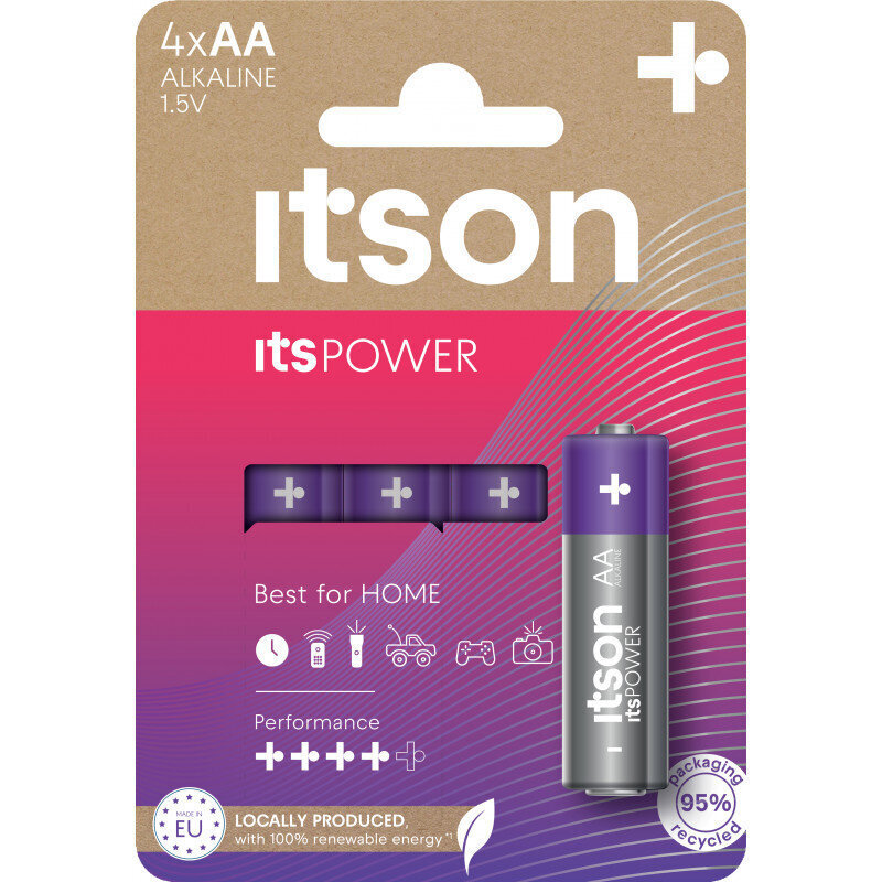 itson itsPOWER patarei Alkaline LR6IPO/4CP hind ja info | Patareid | hansapost.ee