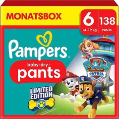 Подгузники Pampers Paw Patrol (14-19 кг) размер 6, 138 шт. цена и информация | Пеленки | hansapost.ee