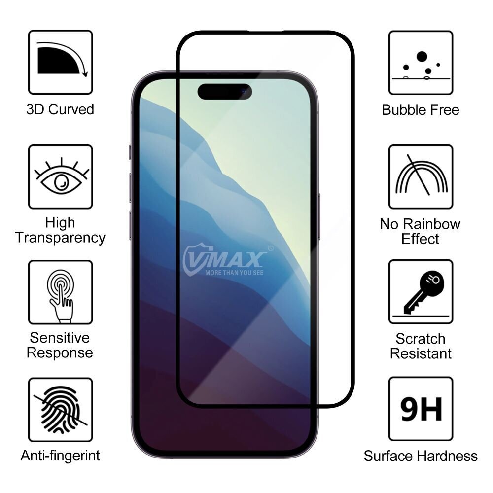 Vmax 9D Tempered Glass price and information | Ekraani kaitseklaasid ja kaitsekiled | hansapost.ee