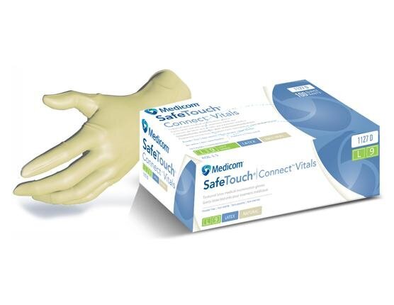 Ühekordsed latekskindad Medicom SafeTouch Latex, 100 tk., suurus XS, värvus kollane цена и информация | Esmaabi | hansapost.ee