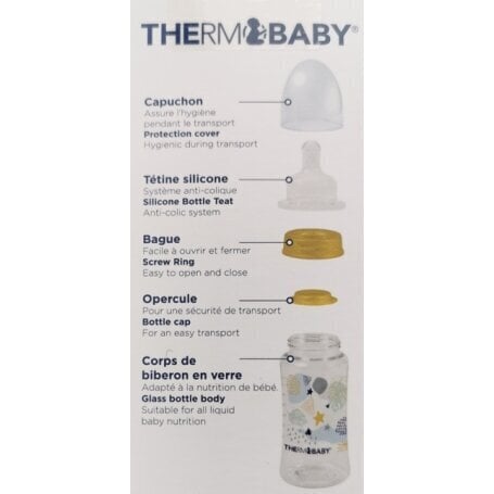 Klaaspudel Thermobaby Anti-Colic, 230 ml hind ja info | Lutipudelid ja tarvikud | hansapost.ee