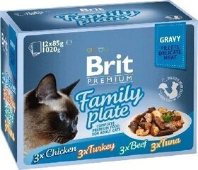 Brit Family taldrik kana, lõhe, veiseliha ja tuunikalaga, 1,02 kg price and information | Canned food for cats | hansapost.ee