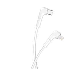 Maxlife MXUC-09 angle cable USB-C - Lightning 1,0 m 27W white цена и информация | Кабели и провода | hansapost.ee