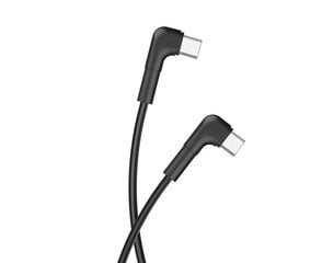 Maxlife MXUC-09 angle cable USB-C - USB-C 1,0 m 60W black цена и информация | Кабели и провода | hansapost.ee