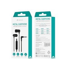 Devia wired earphones Kintone Metal jack 3,5 мм black цена и информация | Наушники | hansapost.ee