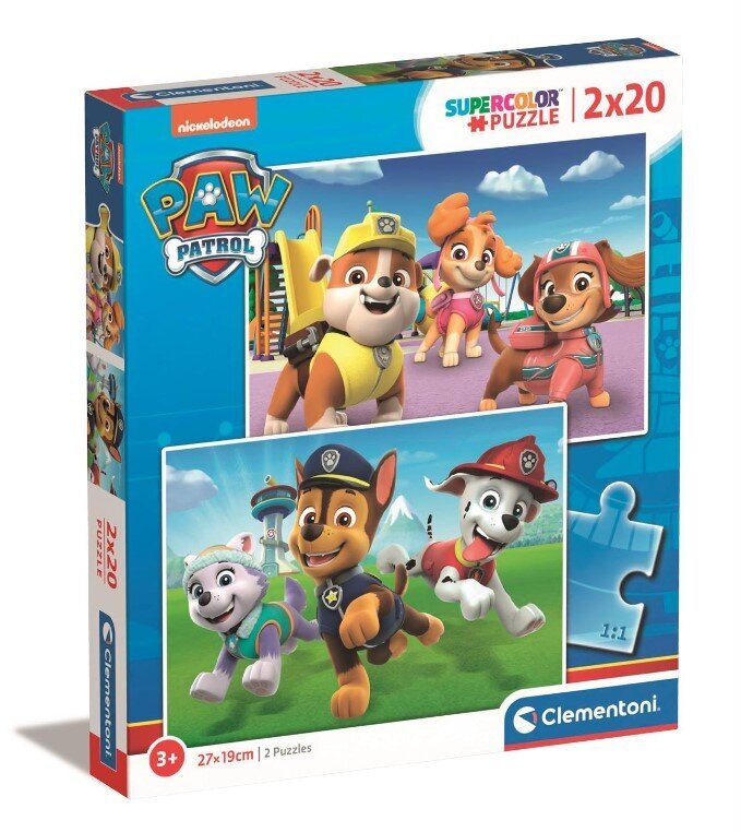 Pusle SuperKolor Paw Patrol Clementoni, 24800, 2x20 tk цена и информация | Pusled lastele ja täiskasvanutele | hansapost.ee