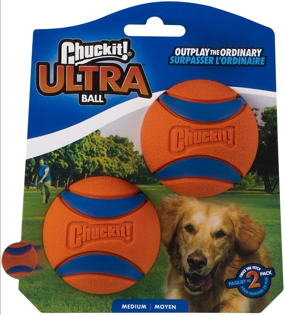 Pallikomplekt Chuckit! Ultra Ball, M, sinine/oranž hind ja info | Koerte mänguasjad | hansapost.ee