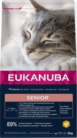 Eukanuba Senior kanaga, 2 kg hind ja info | Kassi kuivtoit ja kassikrõbinad | hansapost.ee