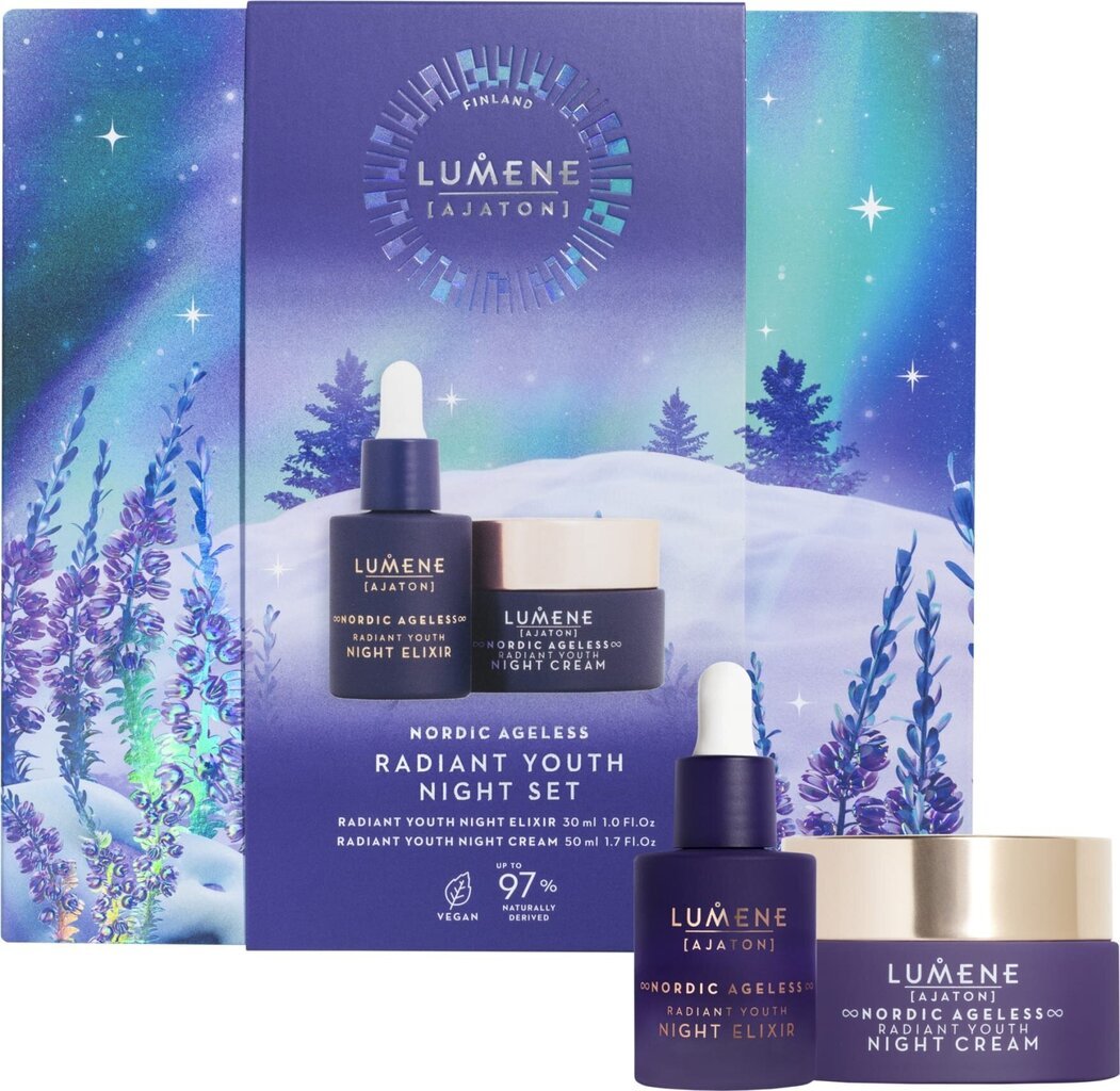 Näohoolduskomplekt Lumene Nordic Ageless Radiant Youth Night: ööeliksiir, 30 ml + öökreem, 50 ml цена и информация | Näokreemid | hansapost.ee