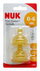 Латексная соска NUK First Choice+ Anti-Colic Teat, S, 0-6 мес, 2 шт. цена и информация | Бутылочки и аксессуары | hansapost.ee