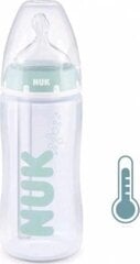 Бутылочка с индикатором температуры NUK Anti-Colic, мятного цвета, 0-6 мес, 300 мл цена и информация | Бутылочки и аксессуары | hansapost.ee