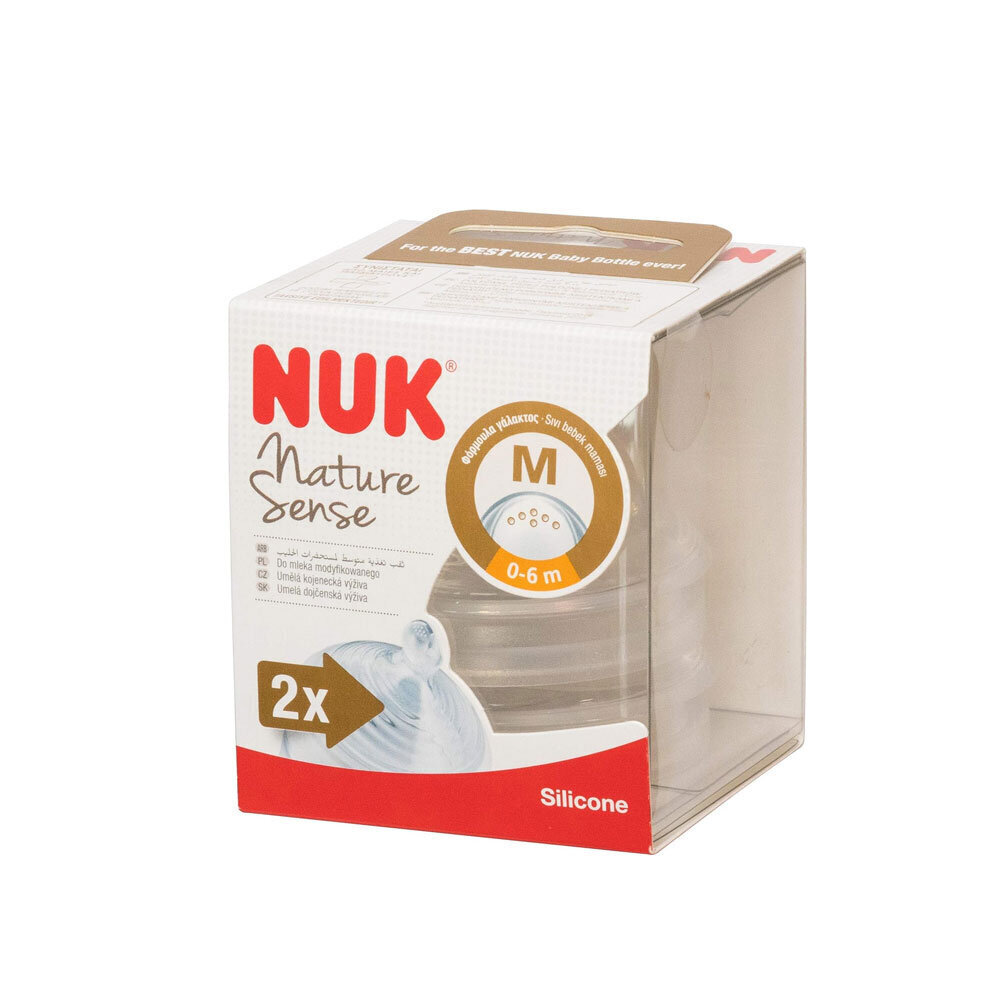 Silikoonlutt Nuk Nature Sense, M, 0-6 kuud, 2 tk. hind ja info | Lutipudelid ja tarvikud | hansapost.ee