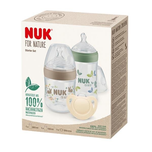 Komplekt Nuk For Nature: pudel, 150 ml + pudel, 260 ml + lutt, 1 tk. цена и информация | Lutipudelid ja tarvikud | hansapost.ee