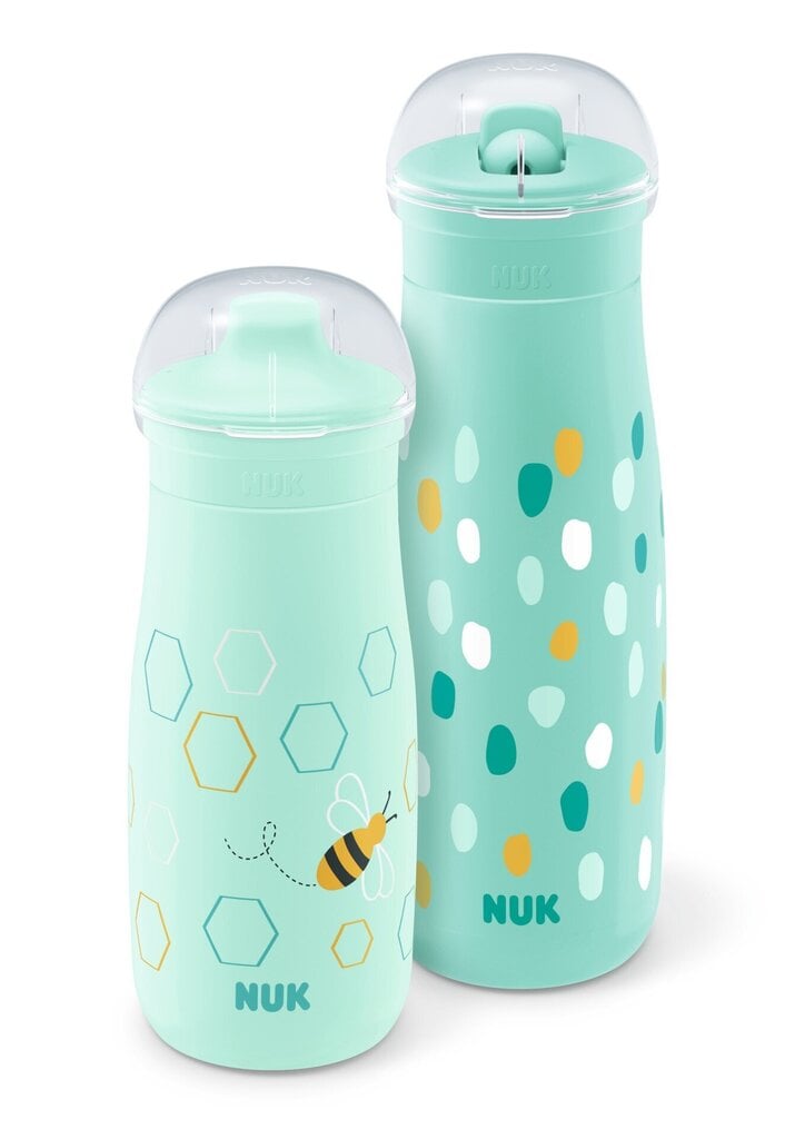 Komplekt Nuk Mini-Me, mündivärvi: joogitops, 9+ kuud, 300 ml + joogitops kõrrega, 12+ kuud, 450 ml hind ja info | Lutipudelid ja tarvikud | hansapost.ee