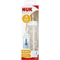 Pudel koos temperatuuriindikaatoriga Nuk First Choise, valge, 0-6 kuud, 300 ml hind ja info | NUK Lastekaubad ja beebikaubad | hansapost.ee