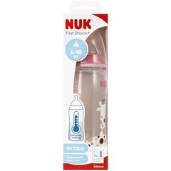 Pudel koos temperatuuri indikaatoriga Nuk First Choise, roosa, 6-18 kuud, 300 ml hind ja info | NUK Lastekaubad ja beebikaubad | hansapost.ee