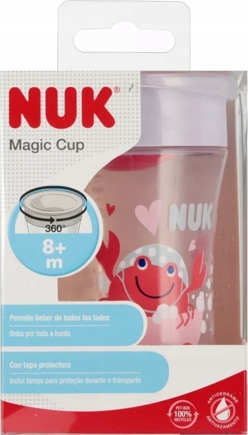 Tass Nuk Magic Cup, punane, 8+ kuud, 230 ml цена и информация | Lutipudelid ja tarvikud | hansapost.ee