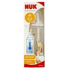 Pudel Nuk First Choise Winnie the Pooh, hall, 0-6 kuud, 300 ml hind ja info | Lutipudelid ja tarvikud | hansapost.ee