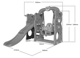 Горка-качели 3 в 1 Баскетбол Мишка Белый цена и информация | Детские качели | hansapost.ee