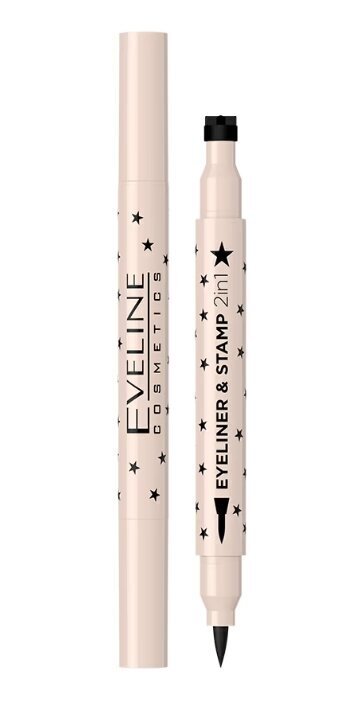 Silmakontuuri pliiats Eveline Cosmetics Eyeliner & Stamp 2 in 1 цена и информация | Lauvärvid, ripsmetušid ja silmapliiatsid | hansapost.ee