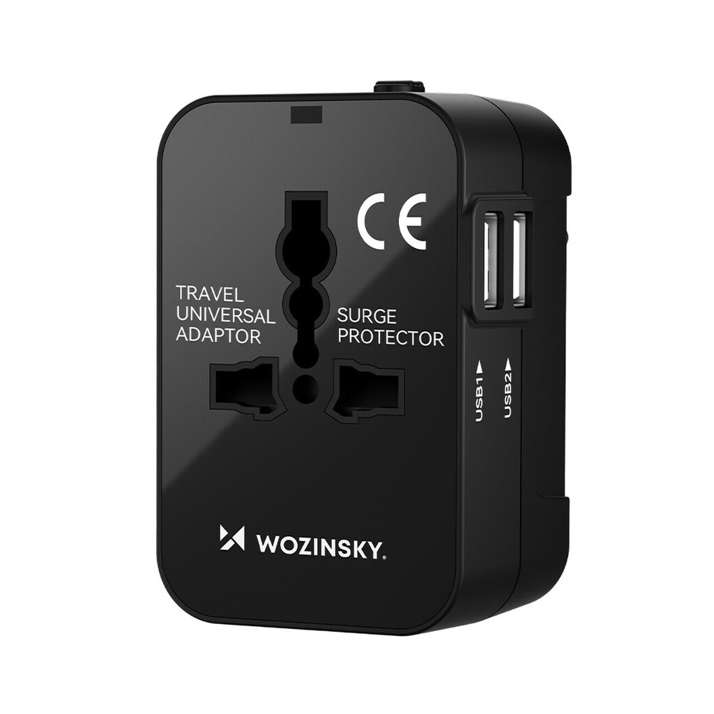 Wozinsky WUTWC reisiadapter universaalne EL / USA / AUS / UK / 2x USB-A, must цена и информация | Laadijad mobiiltelefonidele | hansapost.ee