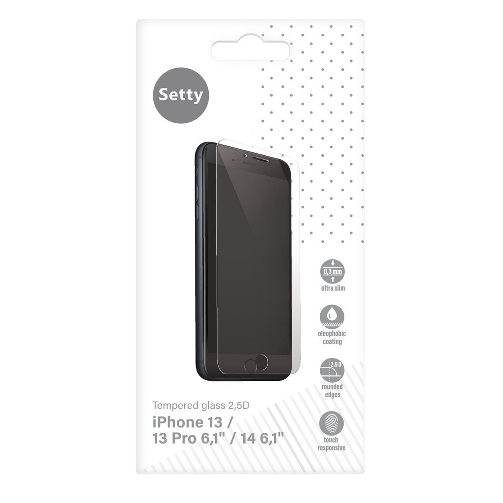 Setty Tempered Glass 2.5D iPhone 13 / 13 Pro 6.1 / 14 6.1 цена и информация | Ekraani kaitseklaasid ja kaitsekiled | hansapost.ee