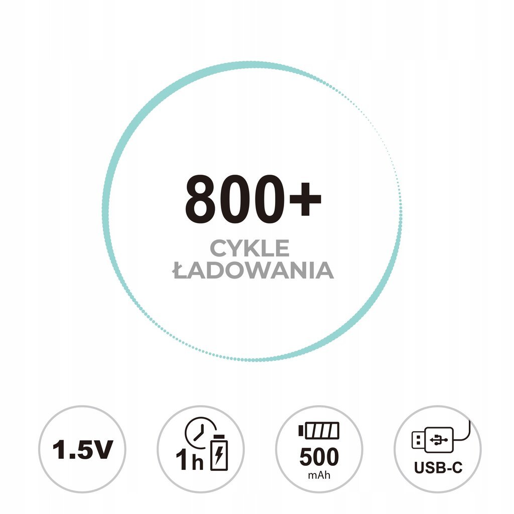 LiiBatteries võimas laetav liitiumioon aku Aaa Usb-C 4tk. 500mAh 1.5V цена и информация | Patareid | hansapost.ee