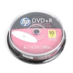 DL DVD+R plaadid HP-le, 8.5GB 8X WHITE FF InkJet Prinditav KOOK 10 hind ja info | Vinüülplaadid, CD, DVD | hansapost.ee