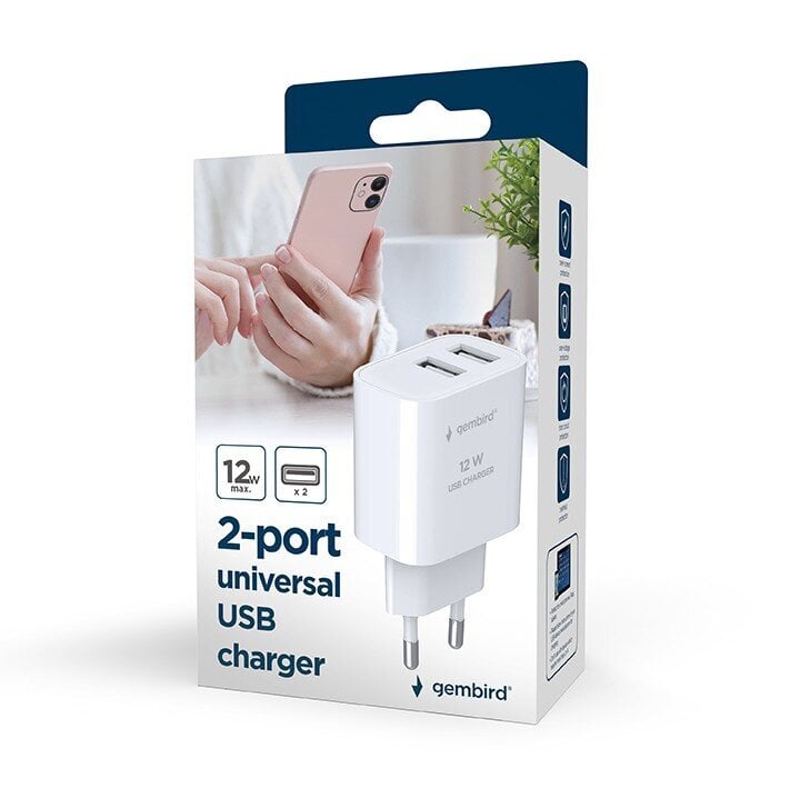 Gembird Universal 2portid (2 x USB-A) цена и информация | Laadijad mobiiltelefonidele | hansapost.ee