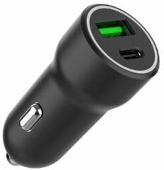 Auto lādētājs Gembird USB Type-C + USB Type-A Black цена и информация | Зарядные устройства для телефонов | hansapost.ee