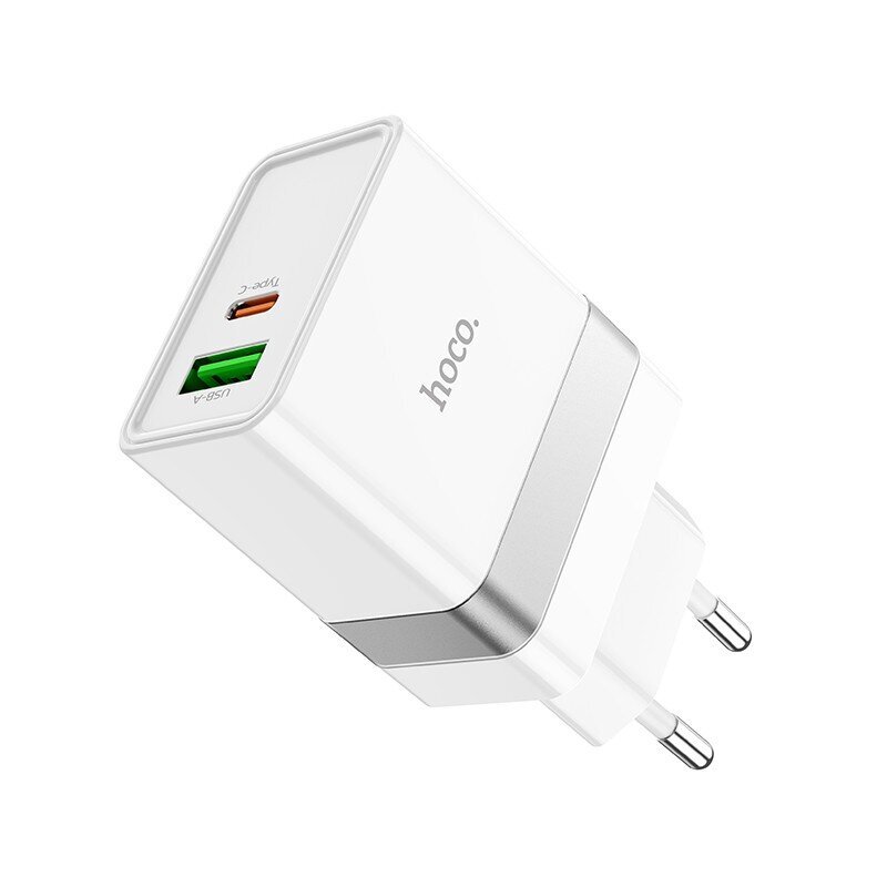 Laadija Hoco N21 USB-A/Type-C PD30W+QC3.0 valge цена и информация | Laadijad mobiiltelefonidele | hansapost.ee