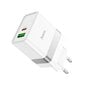 Laadija Hoco N21 USB-A/Type-C PD30W+QC3.0 valge hind ja info | Laadijad mobiiltelefonidele | hansapost.ee