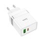 Laadija Hoco N21 USB-A/Type-C PD30W+QC3.0 valge hind ja info | Laadijad mobiiltelefonidele | hansapost.ee