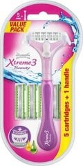 Komplekt Wilkinson Sword Xtreme3 Beauty: raseerija, 1 tk + raseerimispead, 5 tk hind ja info | Wilkinson Hügieenitarbed | hansapost.ee