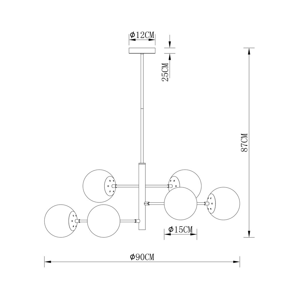 Rippvalgusti G.LUX GM-906/6 mat black цена и информация | Rippvalgustid | hansapost.ee