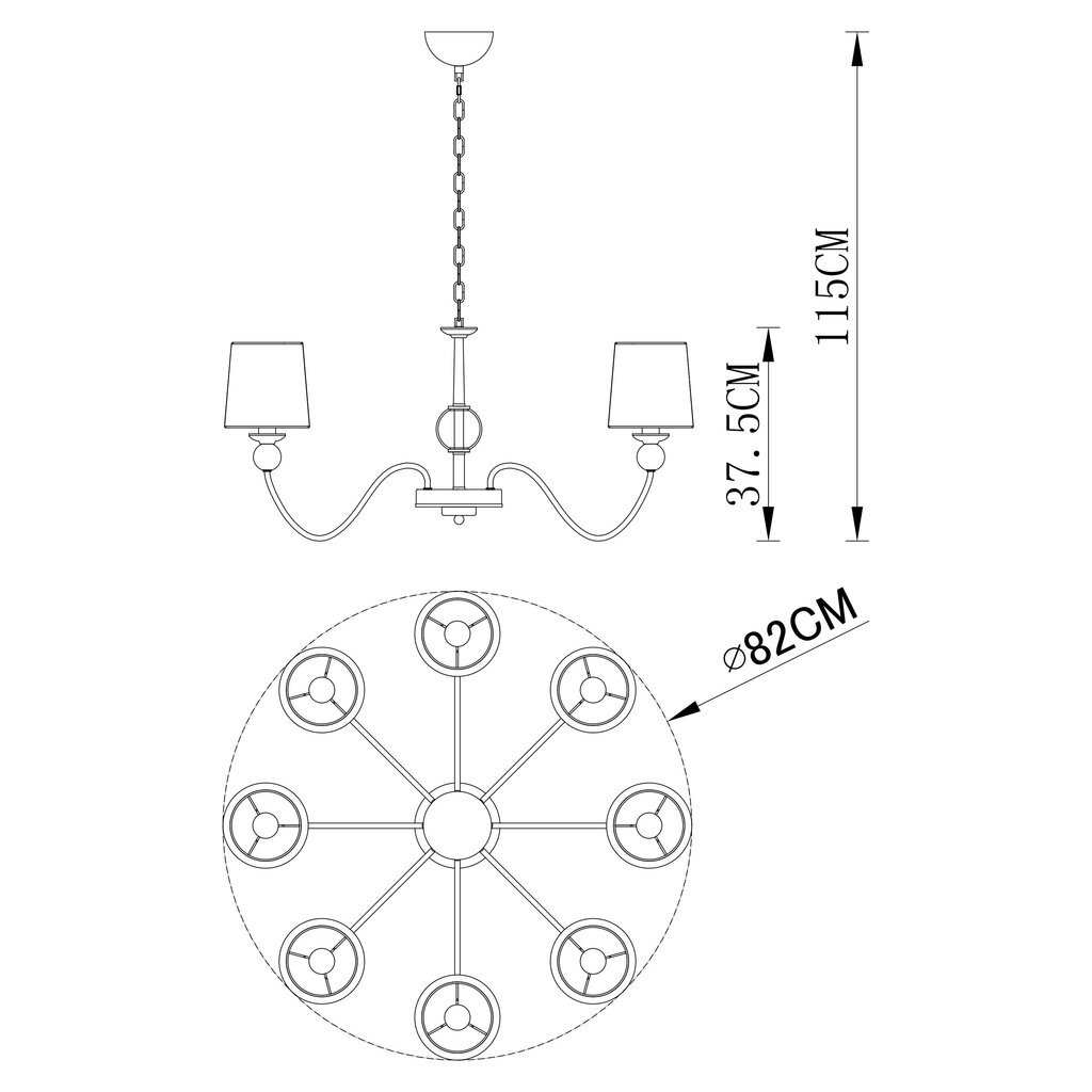 Rippvalgusti G.LUX GM-215/8 must/kuld цена и информация | Rippvalgustid | hansapost.ee