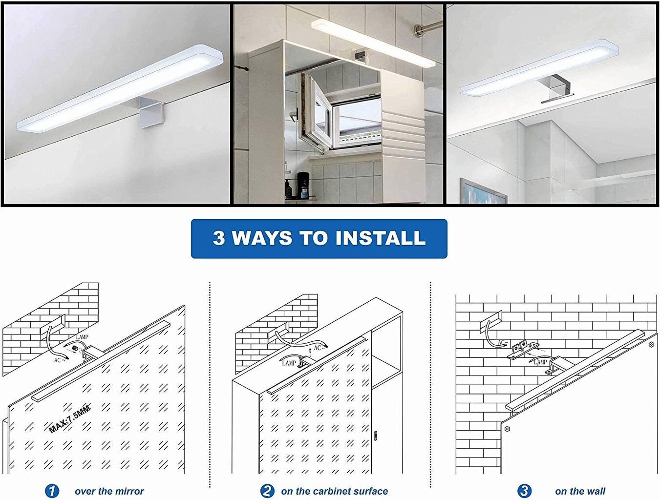 Peegel LED valgusti G.LUX GR-LED-MIRROR-300-8W hind ja info | Seinavalgustid | hansapost.ee