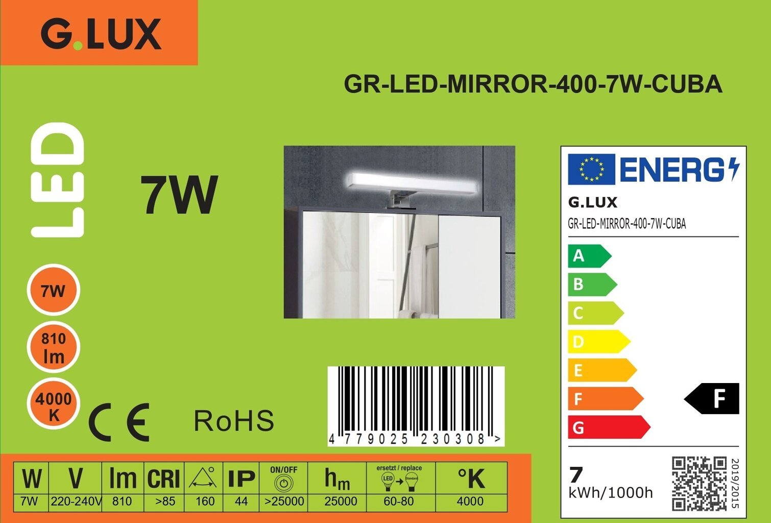 LED peegelvalgusti G.Lux GR-LED-400-7W-MIRROR-CUBA hind ja info | Seinavalgustid | hansapost.ee