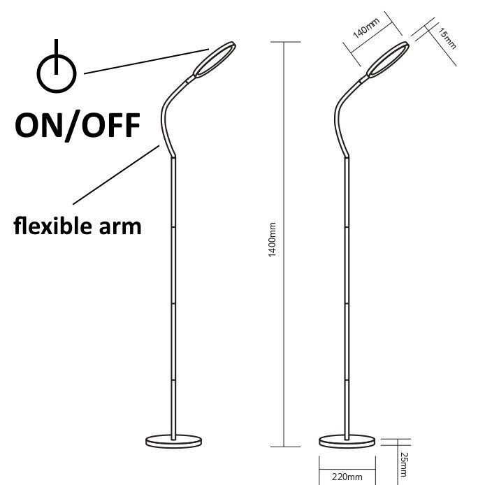 LED põrandalamp G.LUX GD-UNO-F black цена и информация | Põrandalambid | hansapost.ee