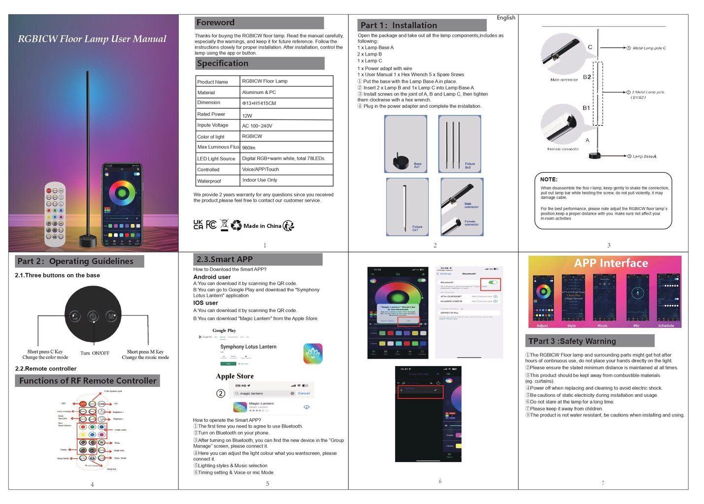 Smart RGB LED põrandalamp G.Lux GD-Rainbow-F Black цена и информация | Põrandalambid | hansapost.ee