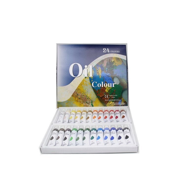 Õlikomplekt "OIL COLOUR" 24x12 мл." 24x12 ml, Pappkarbis цена и информация | Kunstitarbed, voolimise tarvikud | hansapost.ee