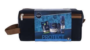 Komplekt Nivea Men Protect & Care: raseerimisgeel, 200 ml + deodorant, 50 ml + habemeajamisjärgne palsam, 100 ml + huulepalsam, 4,8 g + kosmeetikakott hind ja info | Raseerimisvahendid | hansapost.ee