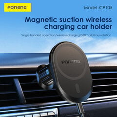 Foneng Car holder CP105 magnetic with induction charging to air vent black цена и информация | Держатели для телефонов | hansapost.ee