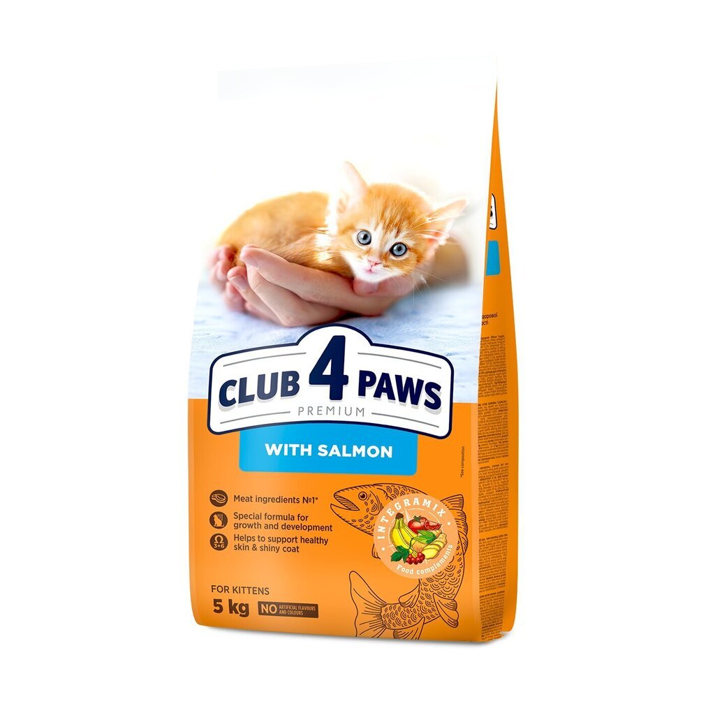 Club 4 Paws Premium kassipoegadele lõhega, 5 kg цена и информация | Kassi kuivtoit ja kassikrõbinad | hansapost.ee