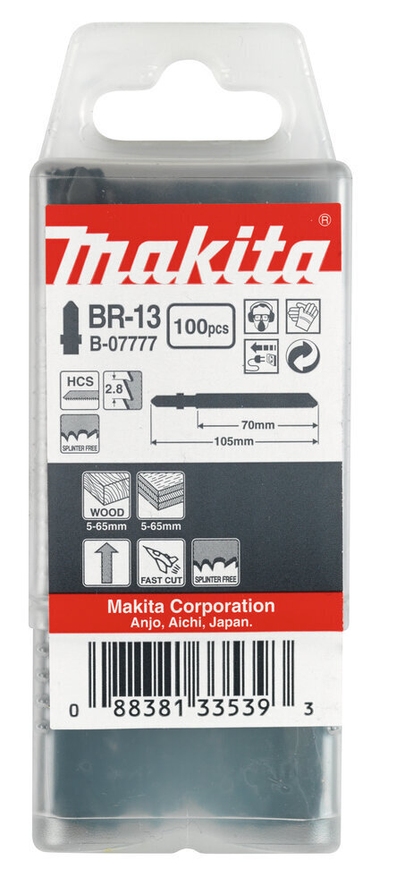 Tikksaeterad BR-13 70 mm HCS 100 tk B-07777 Makita цена и информация | Käsitööriistad | hansapost.ee